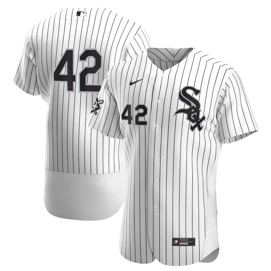 Mens Chicago White Sox #42 Nike White Black Home Jackie Robinson Day Authentic MLB Jerseys->los angeles angels->MLB Jersey